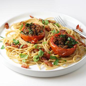 Spaghete cu rosii umplute